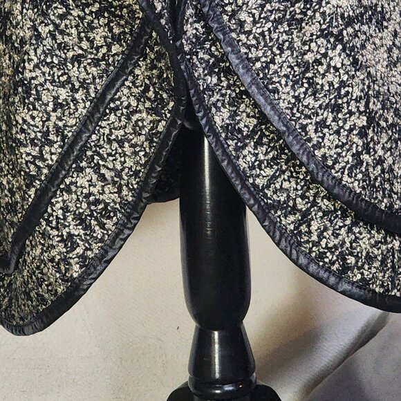 Sioni Black and Gray Boucle Trimmed in Faux Leather Chunky Sweater Cardigan Sz L - Picture 4 of 16